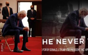 Trump Campaign Ad Uses Altered Photos to Smear Biden's 'Radical' Belief in Science, Social Distancing and Prayer