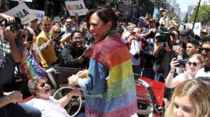 We Know Pride Month Is Technically Over, but Can We Revisit Kamala Harris’ Bedazzled Rainbow Jacket?