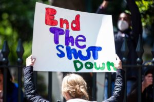 ‘I Am a Free Human Being’: White Protesters Hold Signs Comparing Slave Muzzling to Stay-at-Home Orders