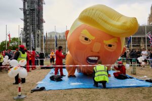 RIP Baby Trump Blimp: Woman Stabs Baby Trump Balloon and Is Promptly Arrested